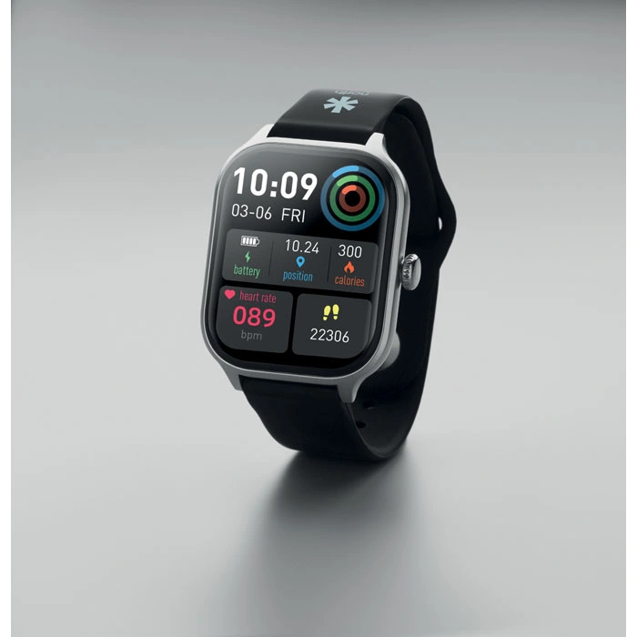 Smartwatch com ecrã tátil e bracelete de silicone