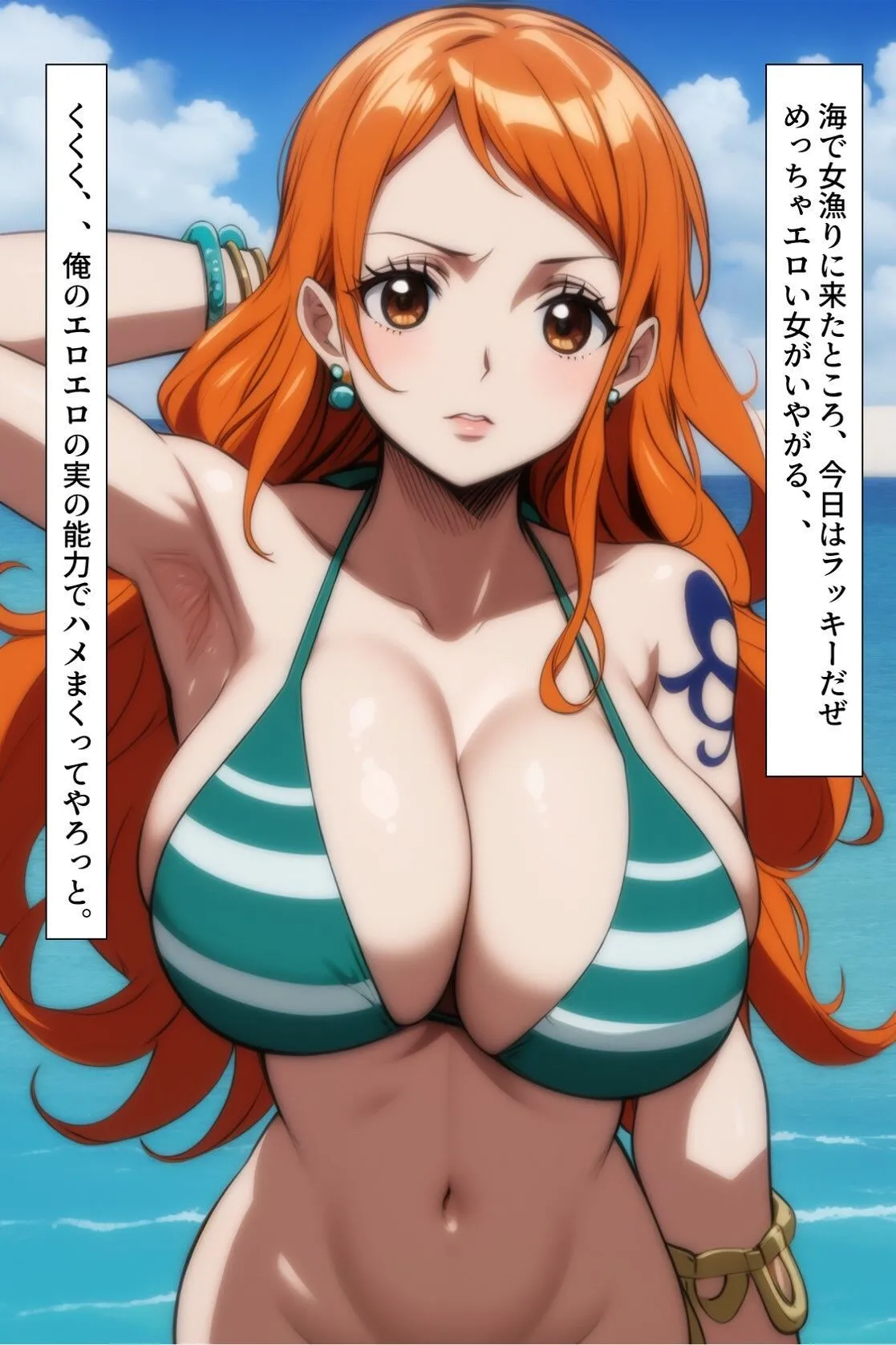 水着の巨乳女と催〇中出しエッチ サンプル画像2