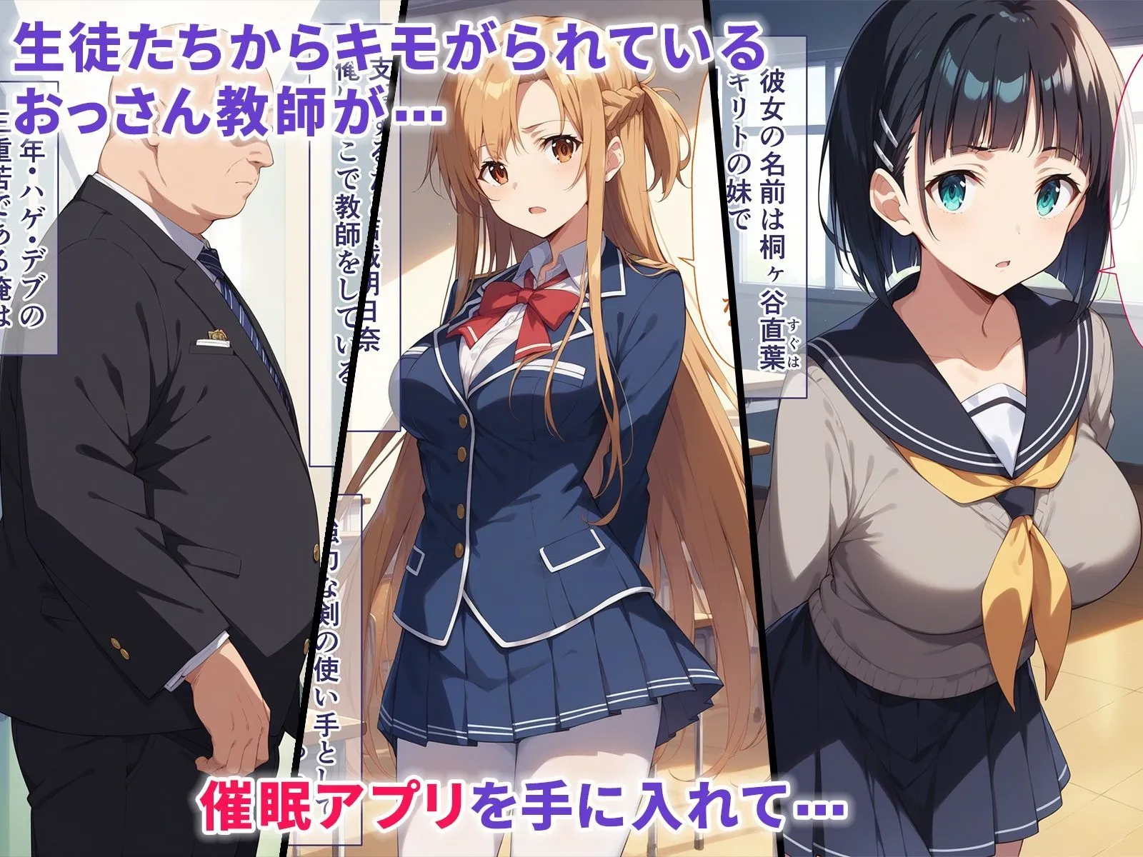 帰還者学園の巨乳コンビが催●おじさんに寝取られ孕まされる話 サンプル画像1