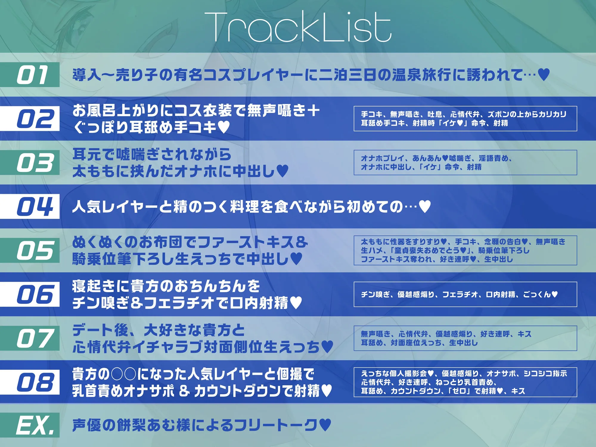 【男性受け/無声囁きたっぷり】貴方を大好きな低音ダウナー人気コスプレイヤーと純愛生ハメ筆下ろし温泉個人撮影会【心情代弁/KU100】 サンプル画像4