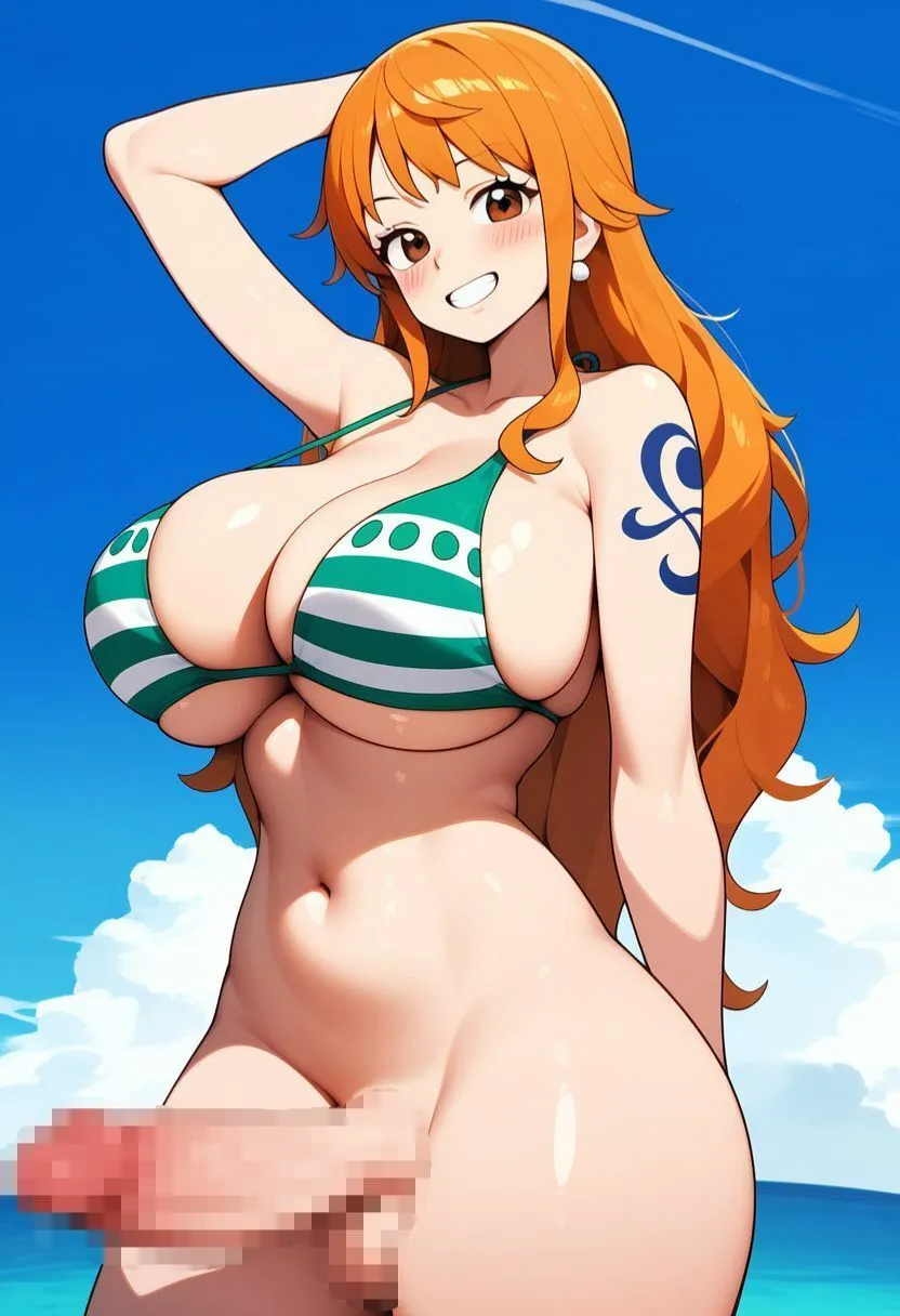 ワンピース人気女性キャラがふたなりになり拘束、射精するイラスト500枚(ナミ、ロビン、ビビ、ハンコック、ヤマト) サンプル画像3
