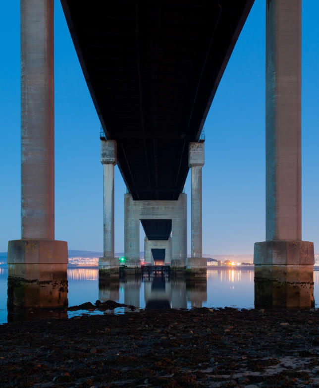 Underneath the Kessock Bridge, Inverness, Scotland.