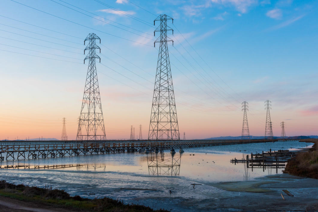 Power Lines Over the Water, Mountain View, California