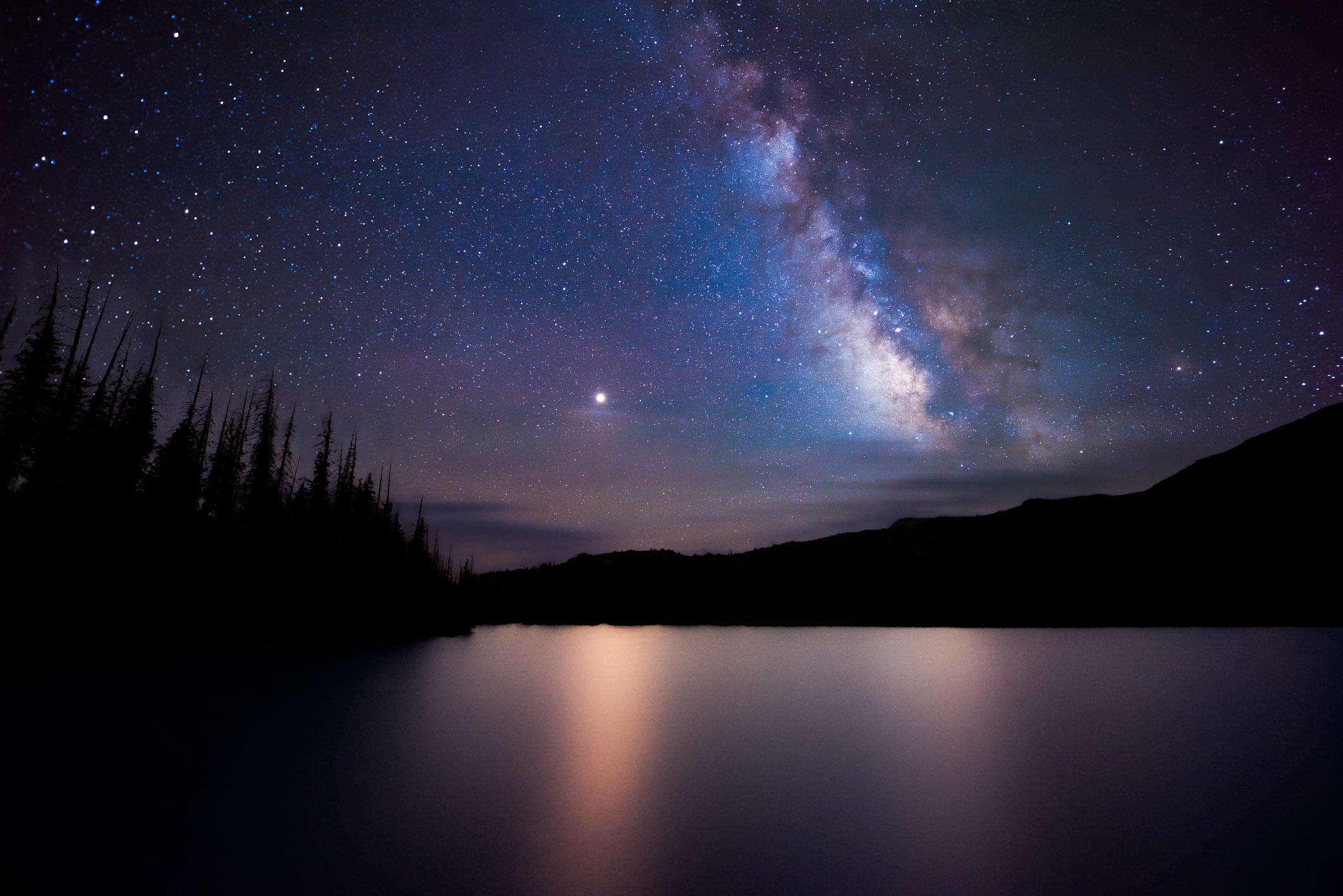 Mars and the Milky Way, Quartz Lake, Colorado