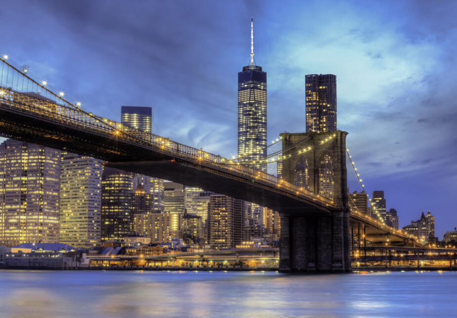 The Brooklyn Bridge and Freedom Tower, New York City