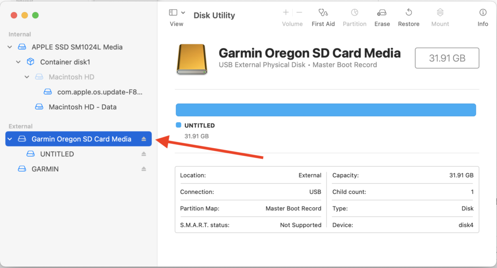 Click on the Garmin Parent device