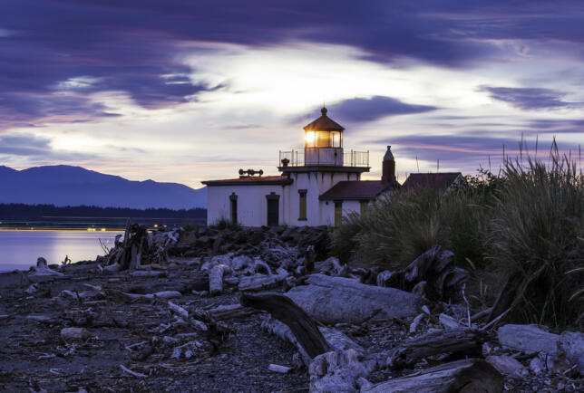 West Point Lighthouse Twilight, Seattle, Washington