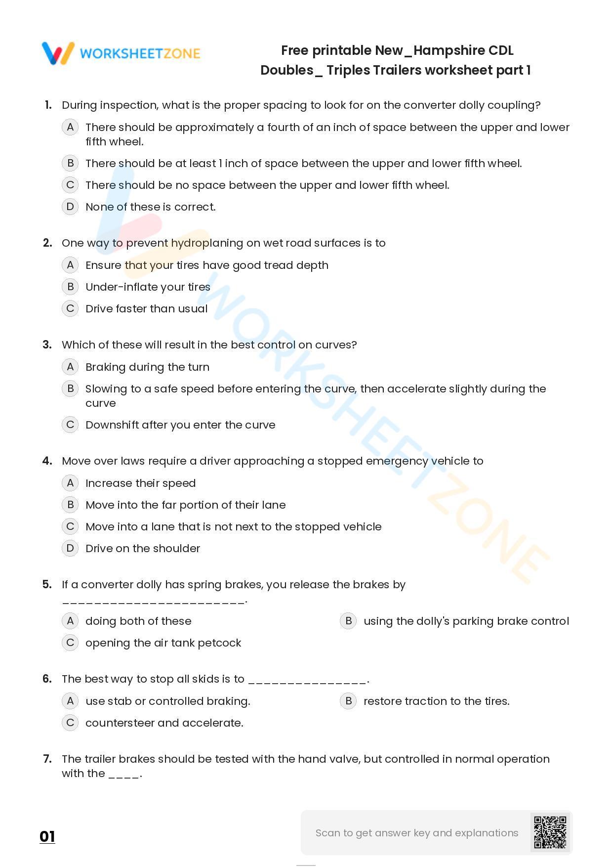 Free printable New/Hampshire CDL Doubles_ Triples Trailers practice ...