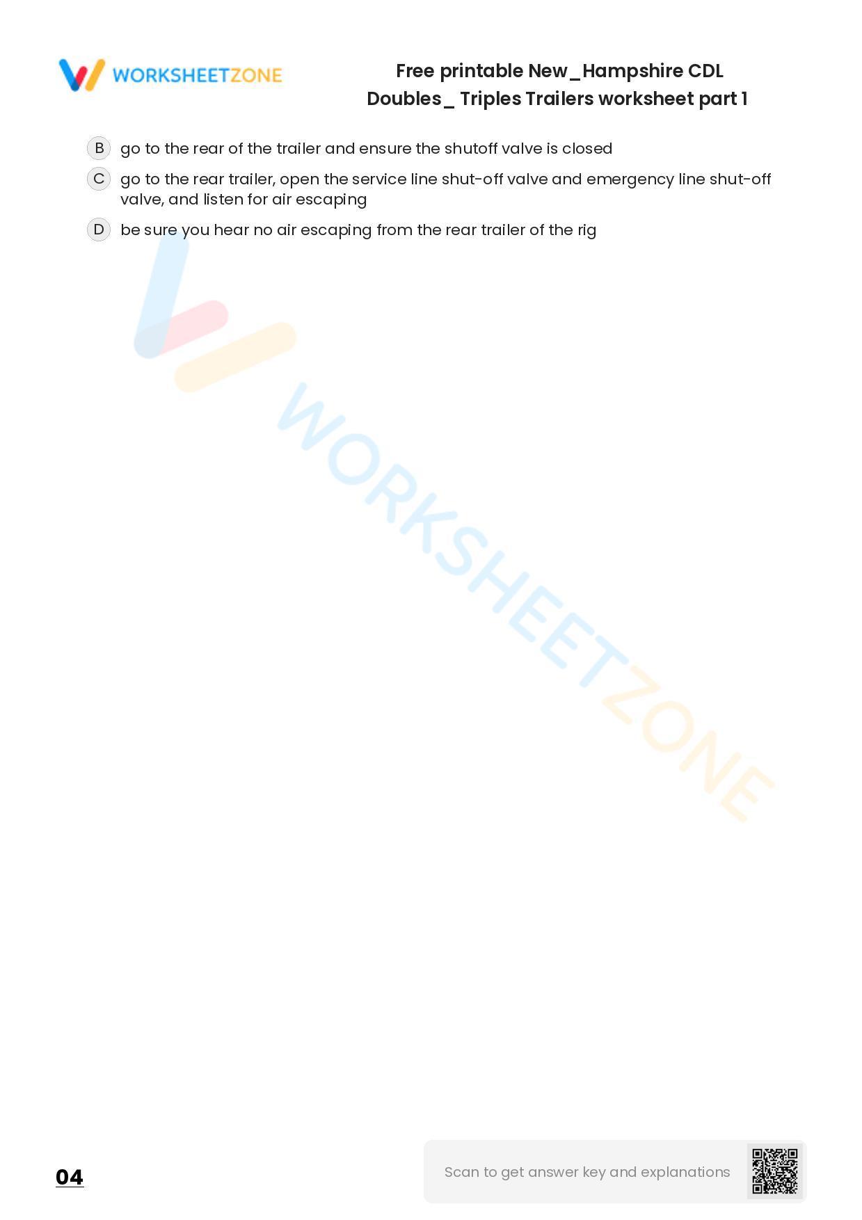 Free printable New/Hampshire CDL Doubles_ Triples Trailers practice ...