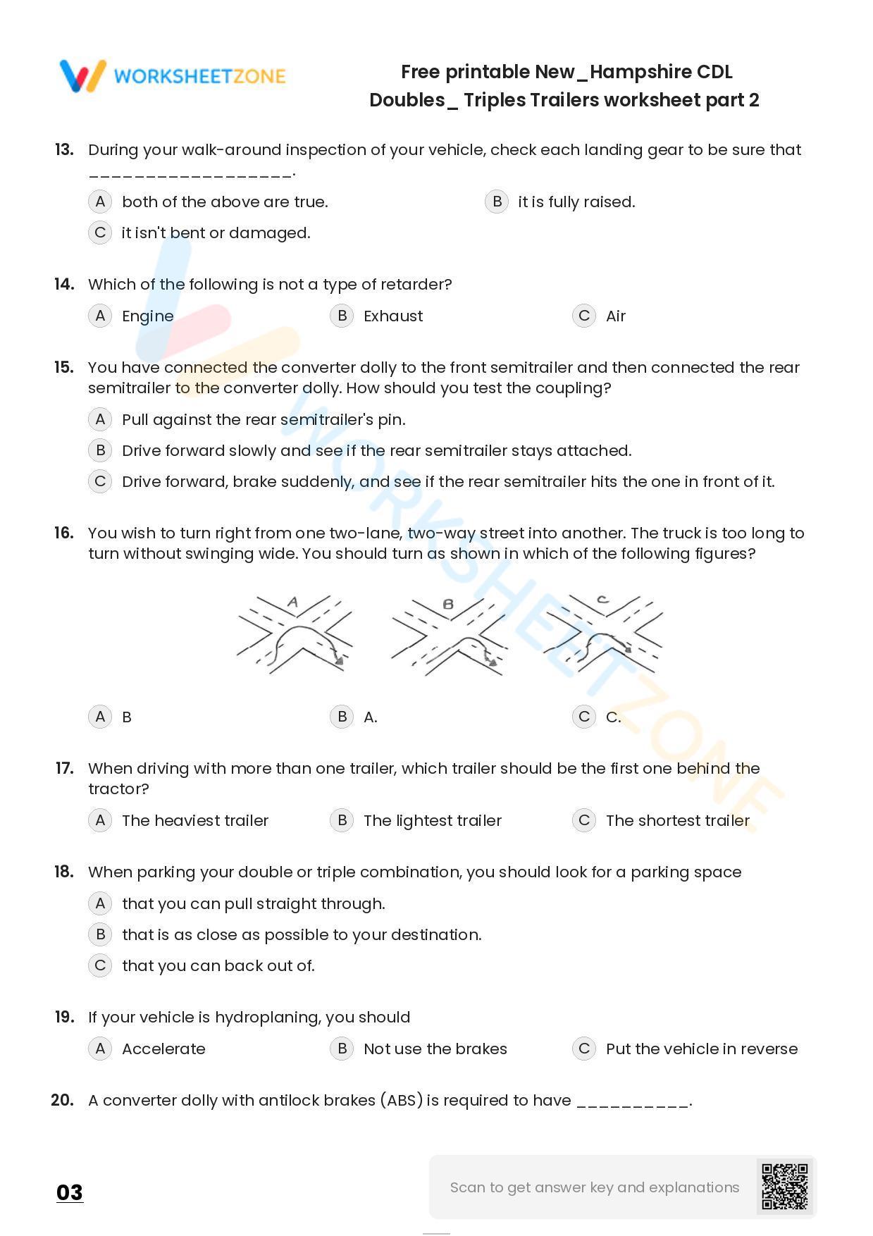 Free printable New/Hampshire CDL Doubles_ Triples Trailers practice ...