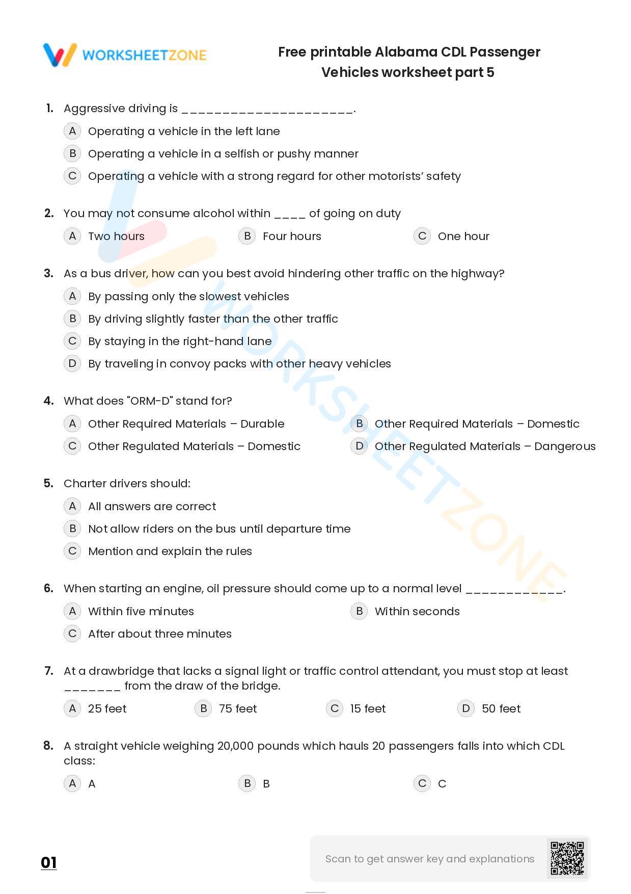 Free printable Alabama CDL Passenger Vehicles worksheet part 3 ...