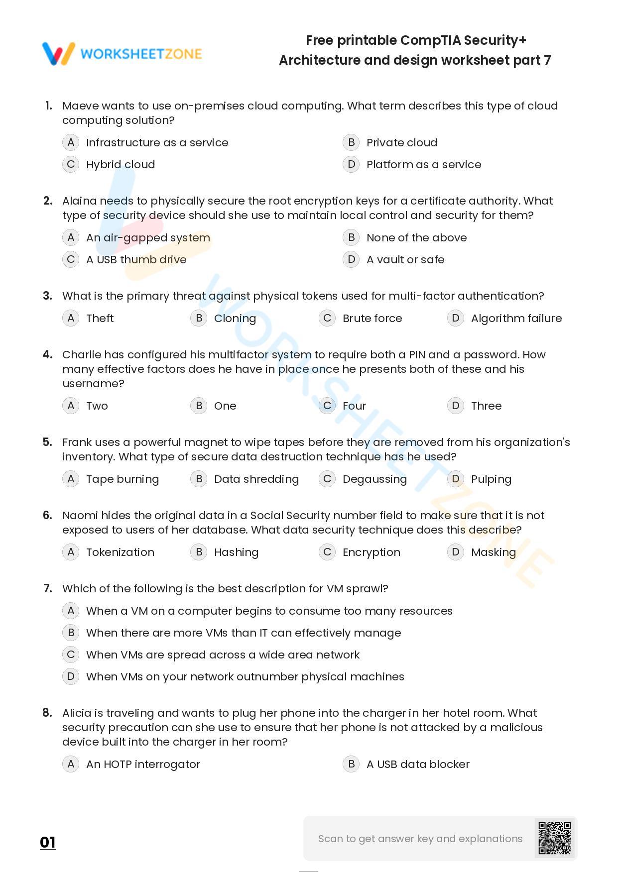 Free Printable CompTIA Security+ Architecture And Design Worksheet Part 7