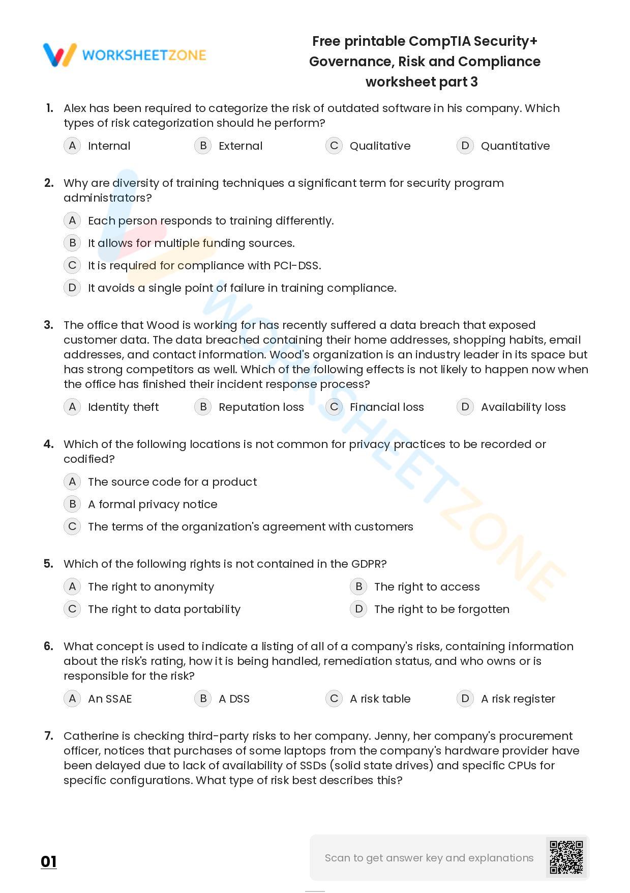 Free Printable CompTIA Security+ Governance, Risk And Compliance ...