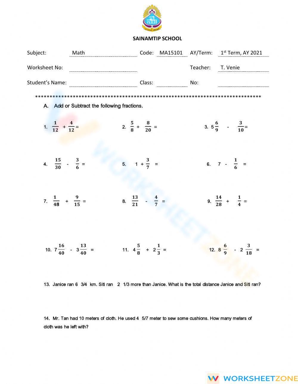 adding-and-subtracting-fractions-worksheet