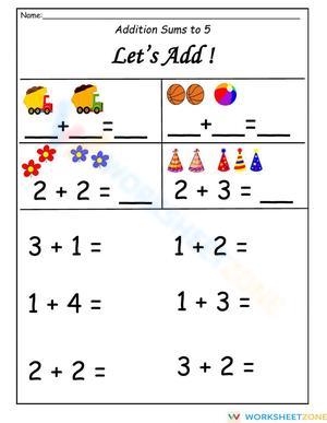 Addition Sums to 5