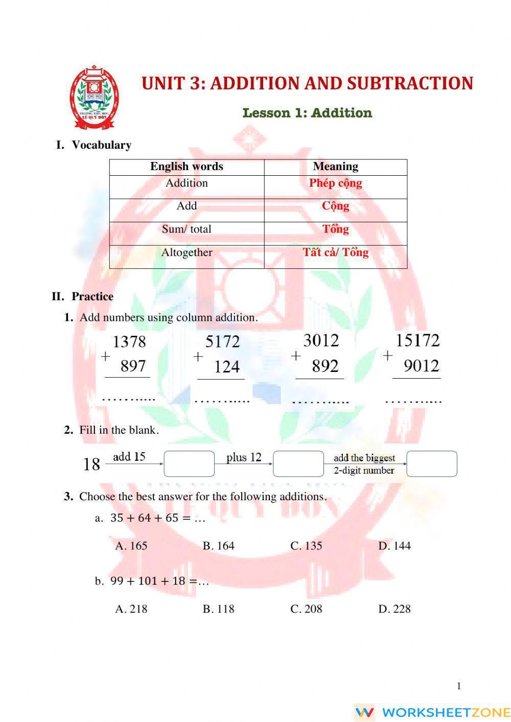 math-4-u3l1-addition-worksheetzone