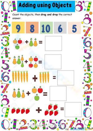 Adding with Objects: Visual Addition Practice Worksheets