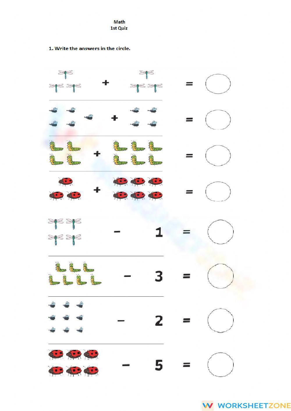 Addition Subtraction Worksheet 7974