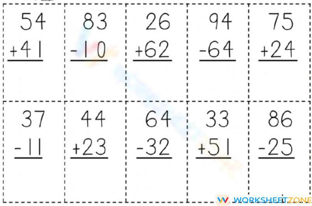 Add And Subtract Worksheet