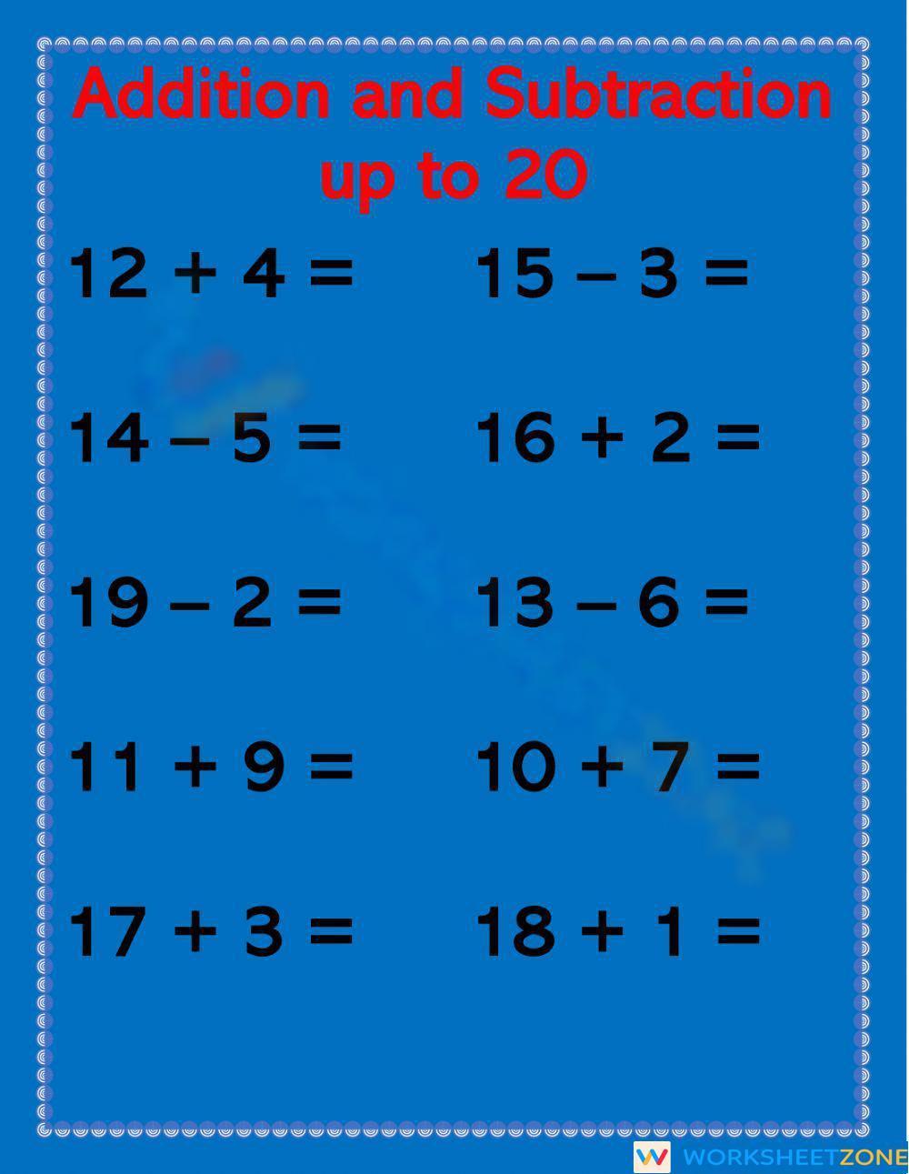 addition-and-subtraction-to-20-worksheet-zone