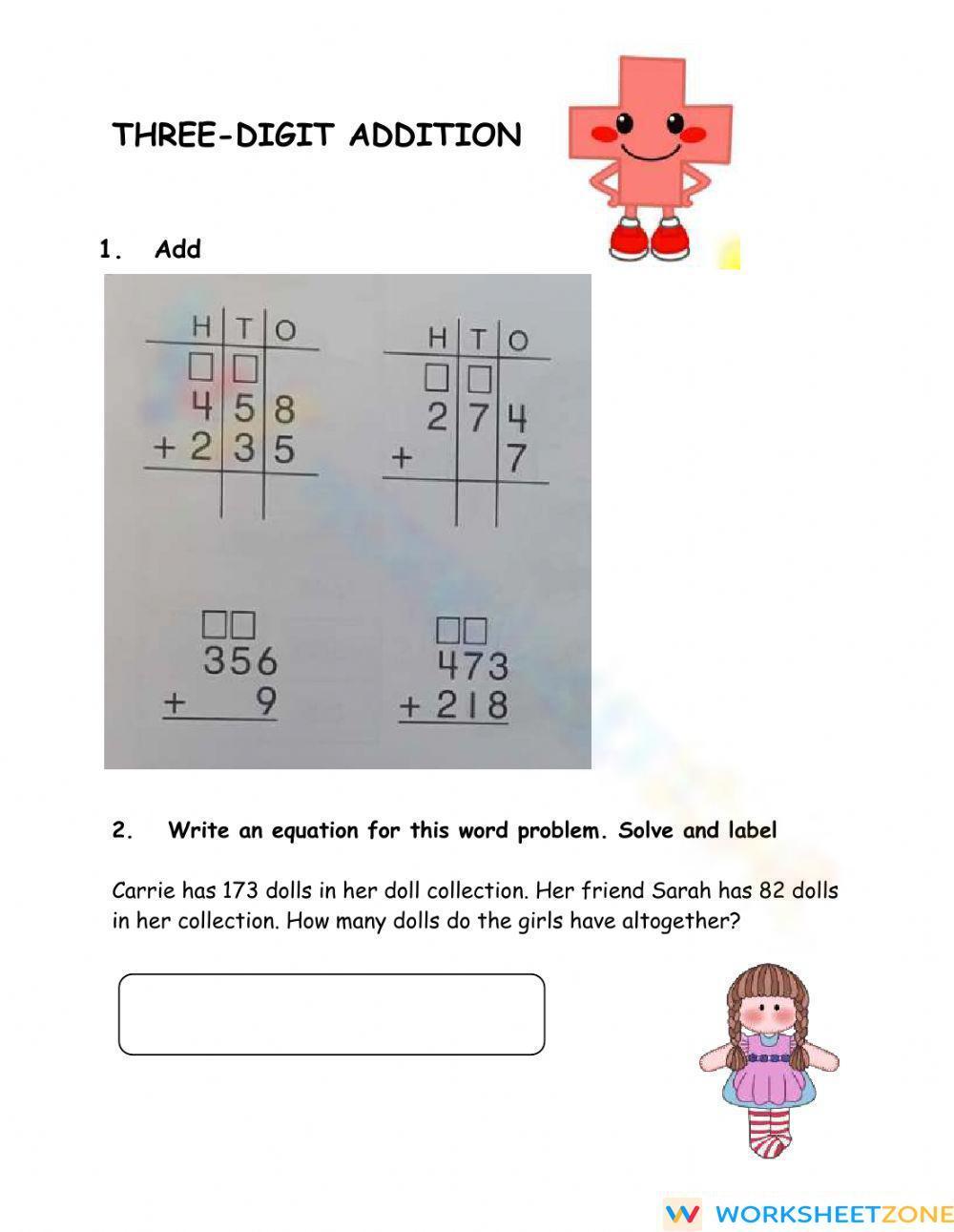 3 digit addition problems