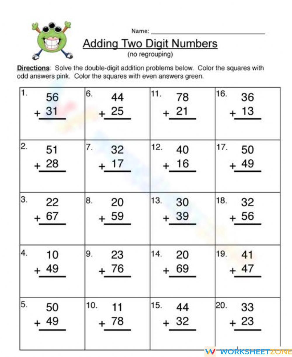 Addition Without Regrouping Worksheet 4869