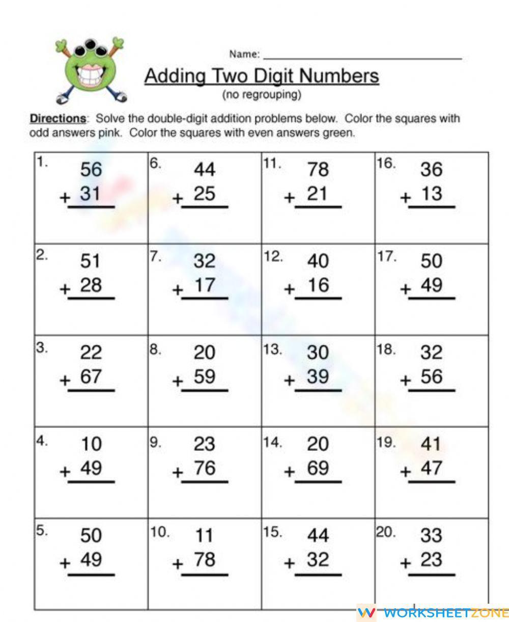 Addition Without Regrouping Worksheet 9583