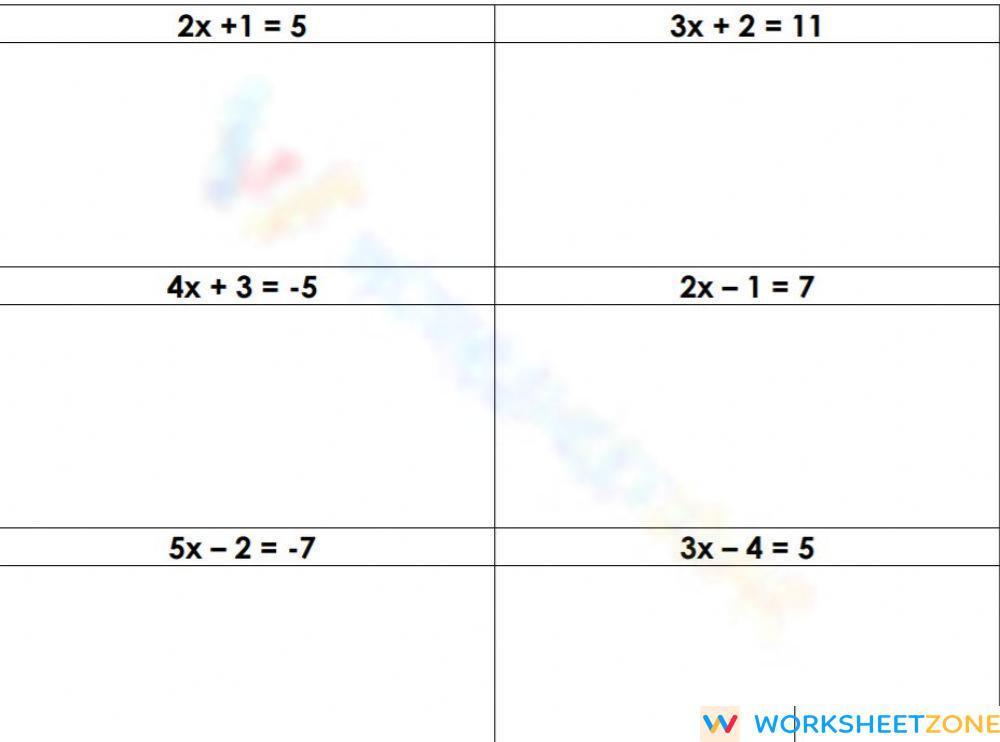 Solving Two Step Linear Equations Worksheet 1988