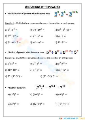 solving multi step inequalities word problems worksheet Operations with powers