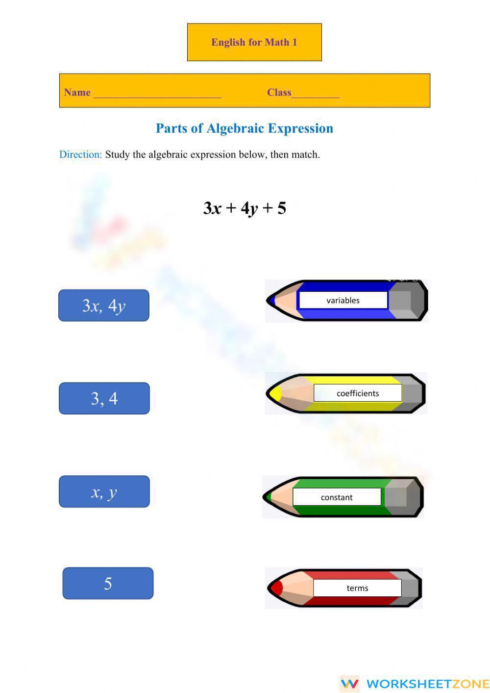 Parts Of Algebraic Expression Worksheet parts-of-algebraic-expression-worksheet