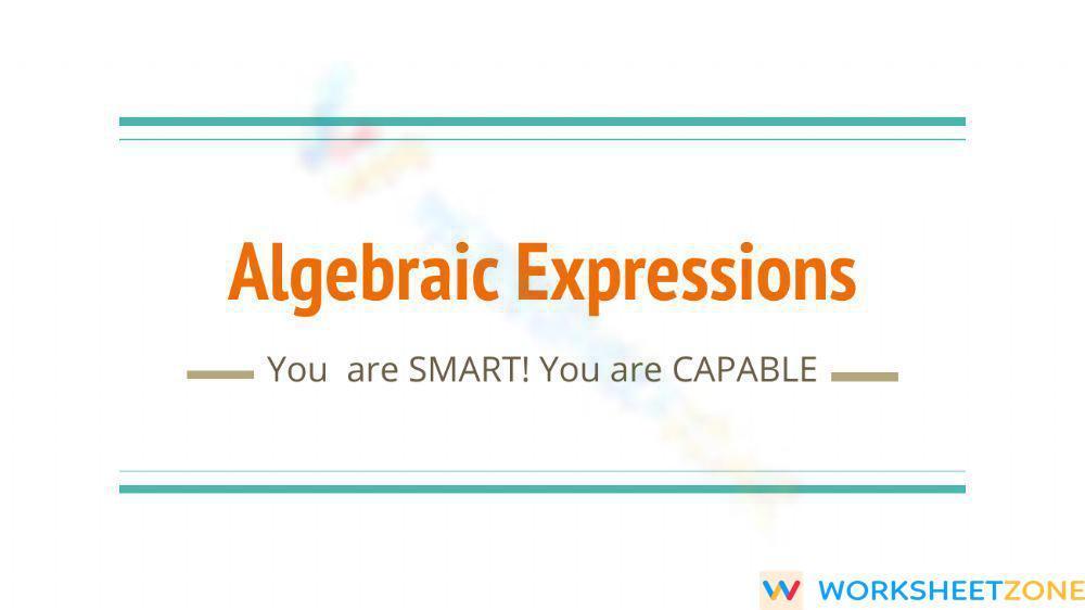 Algebraic Expressions Worksheet 6144