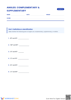 Essential Complementary and Supplementary Angles Worksheet