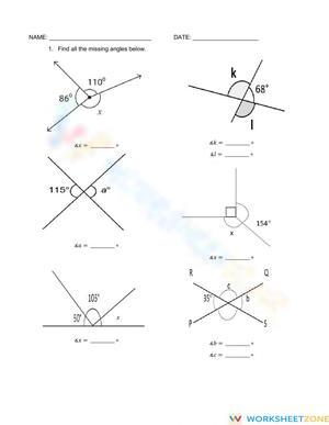 Essential Angle Relationships Worksheet | Grade 7 Math