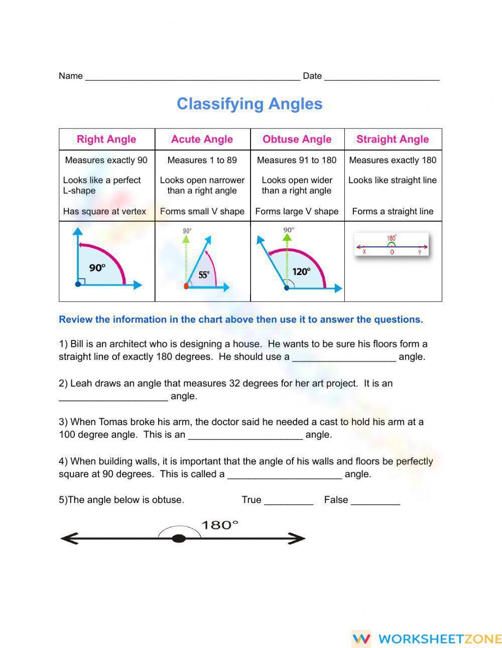 Classifying Angles Worksheet 0125