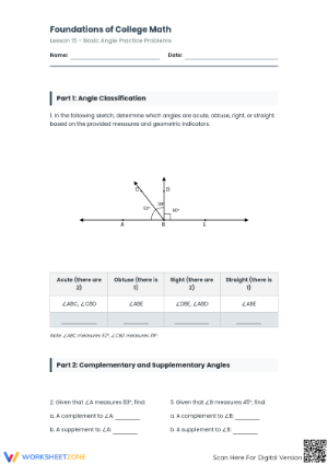 Essential Angle Relationships Worksheet | Grade 9-12 Ready