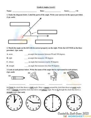 Identifying And Labeling Different Types Of Angles Worksheets