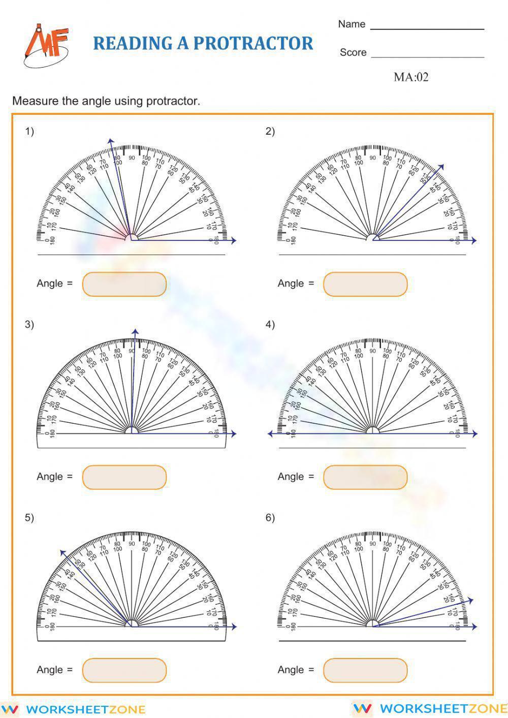 Measuring Angles Worksheet