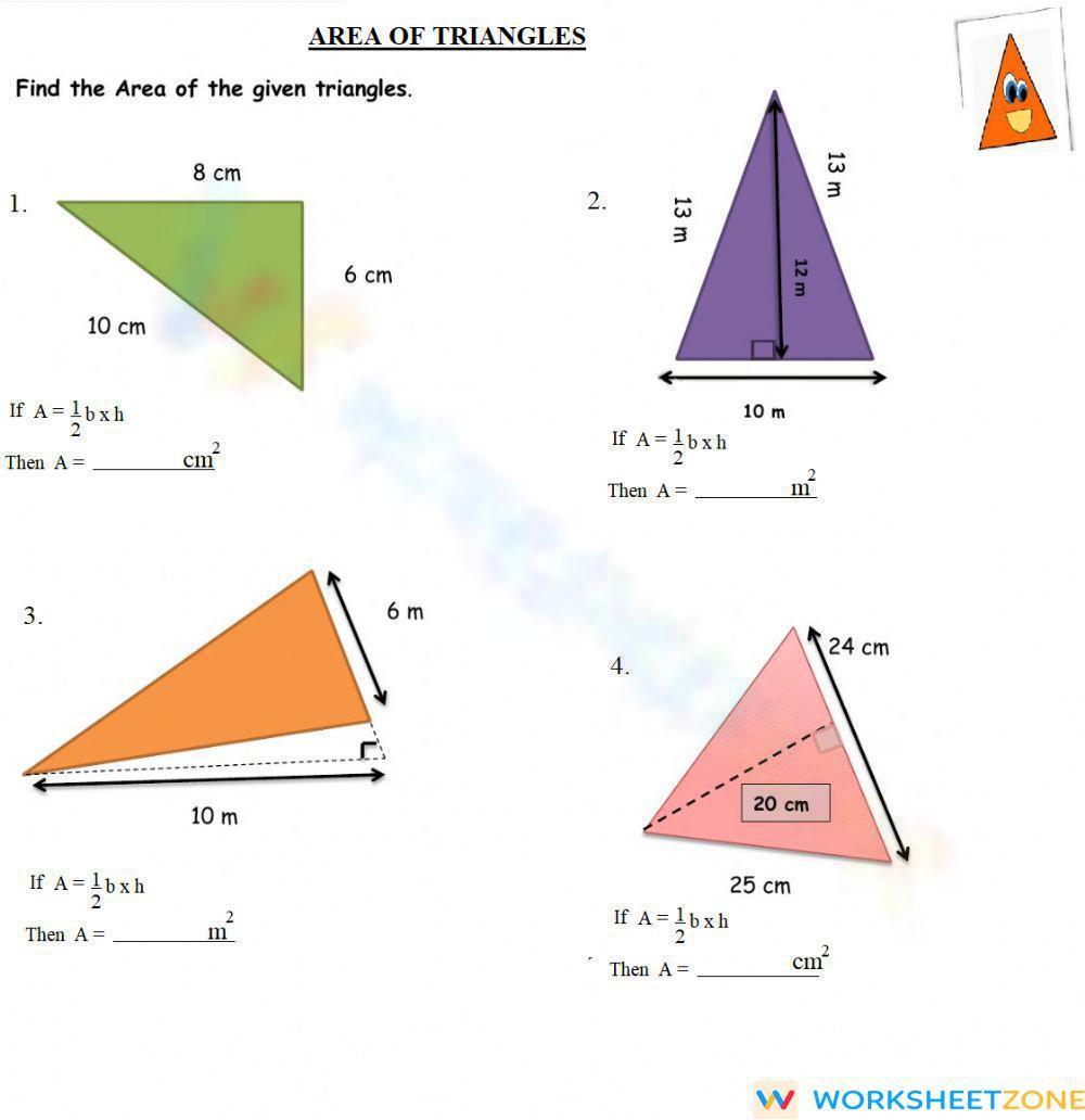 Area Of Triangles Worksheet