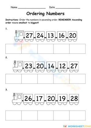 addition worksheets numbers 1 20 Ascending and Descending Order