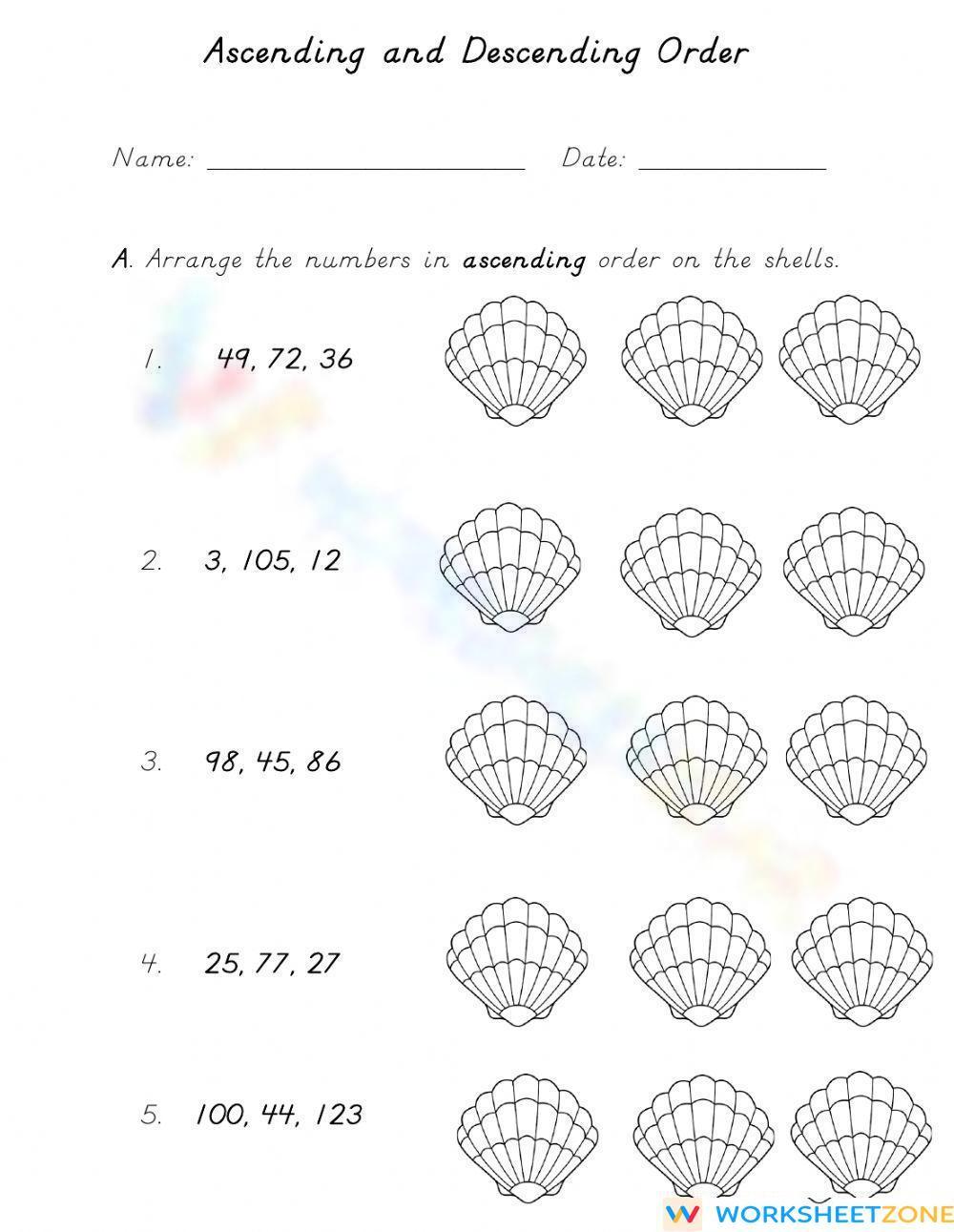 Ascending And Descending Order Worksheet 5889