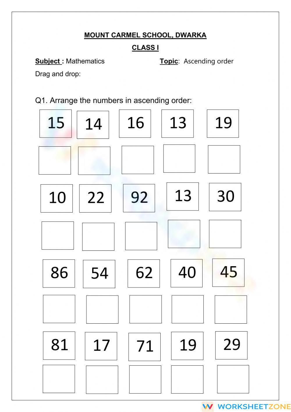 Ascending Order Worksheet 8138