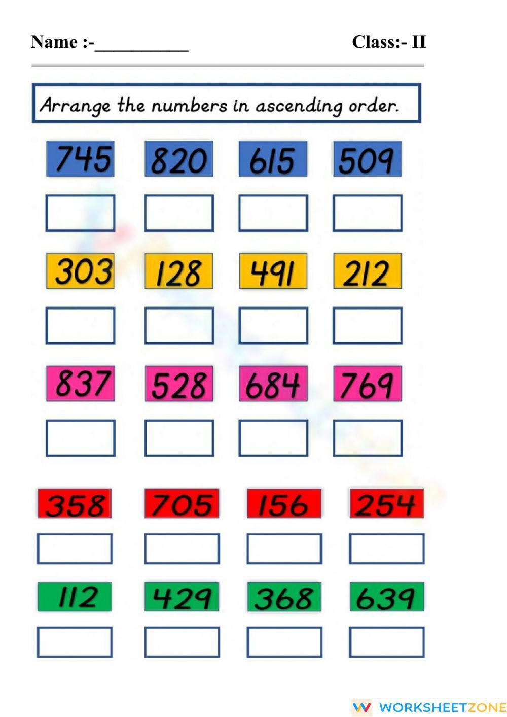 Ascending Order Worksheet 0776