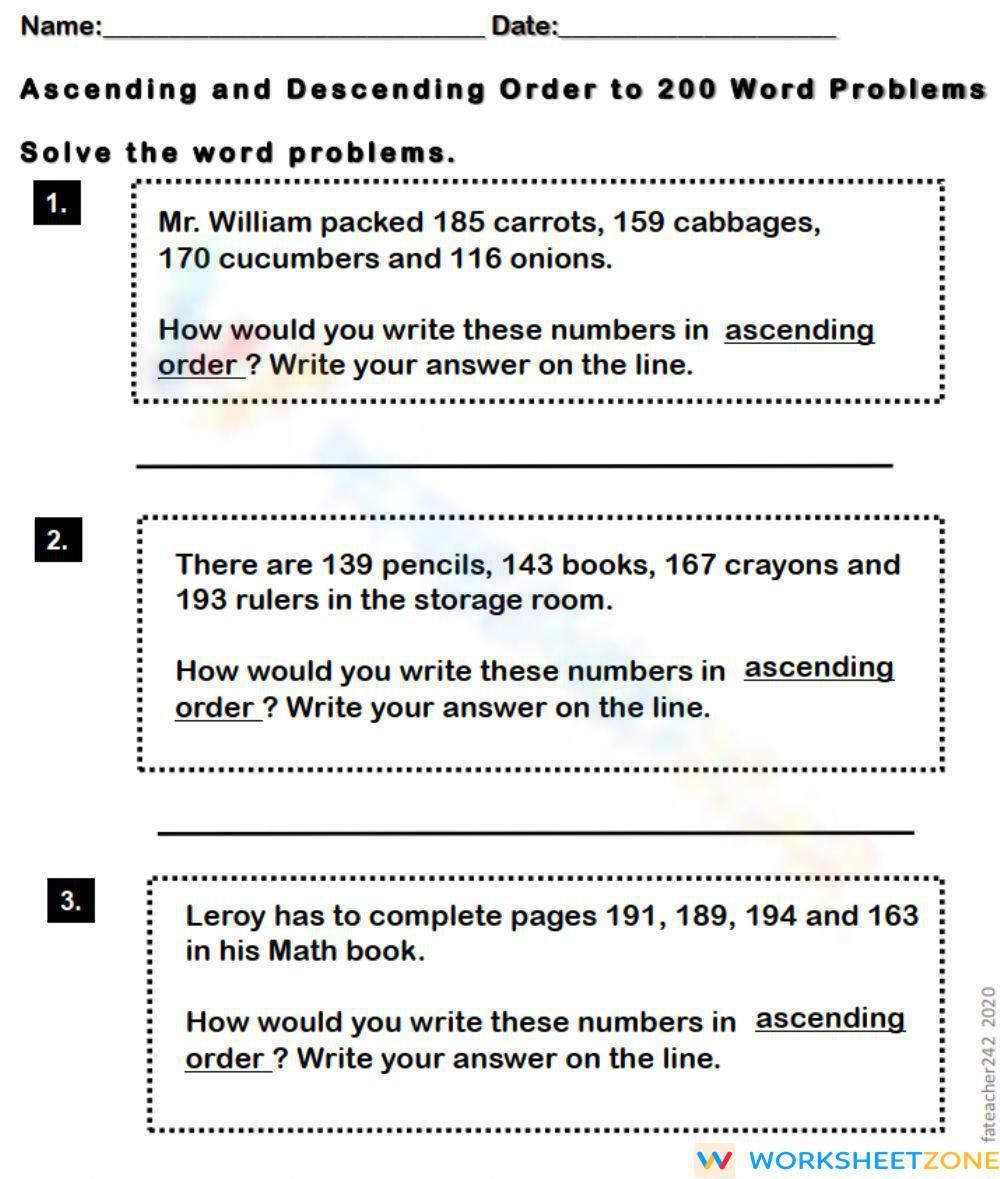 Ascending Order Worksheet 6918