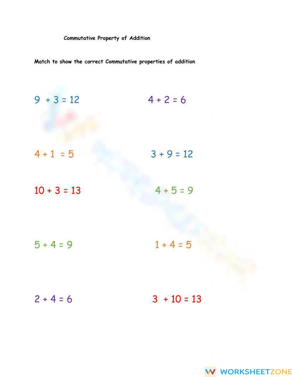 Commutative Property of Addition Worksheets