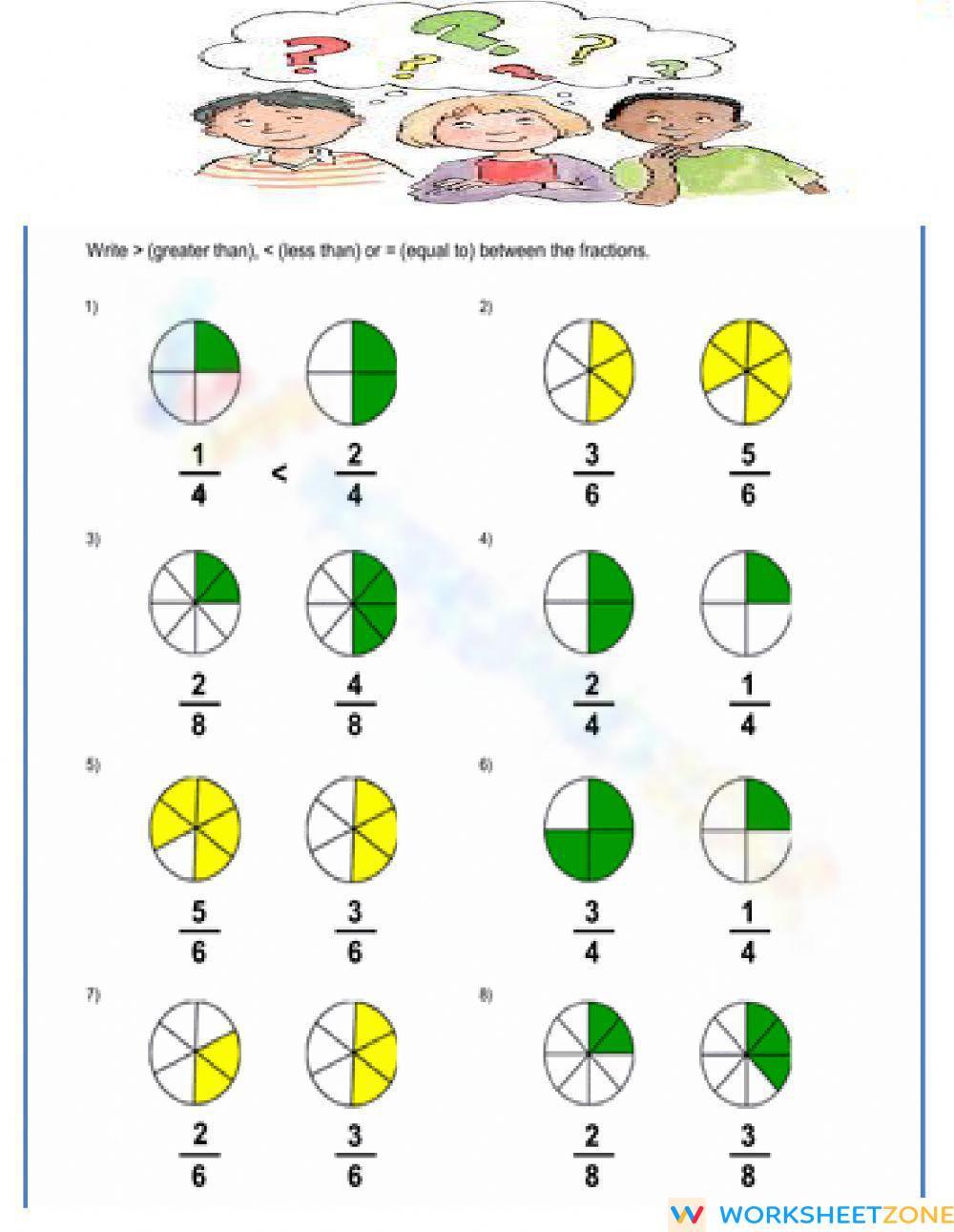 Comparing Fractions Worksheet