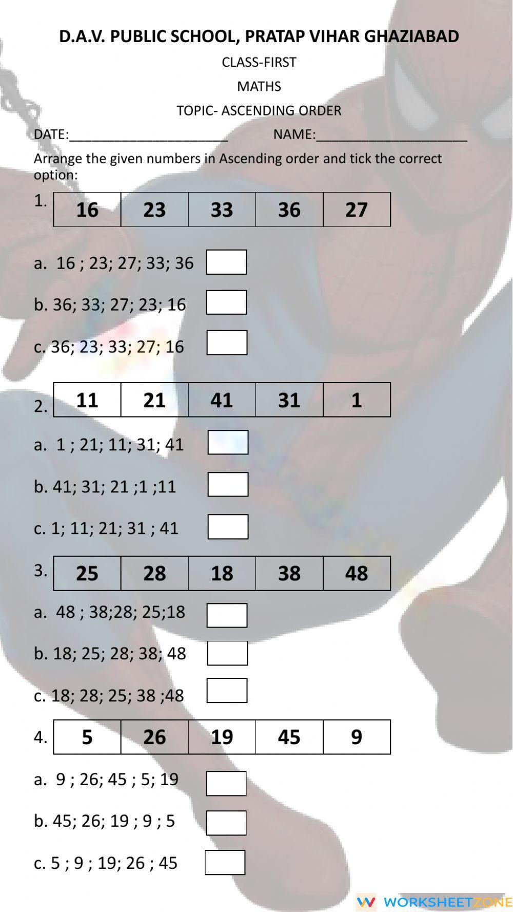 Ascending Order Worksheet 4671