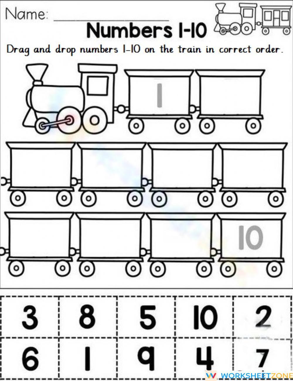 Sequence number in correct numbers 1 10 worksheet