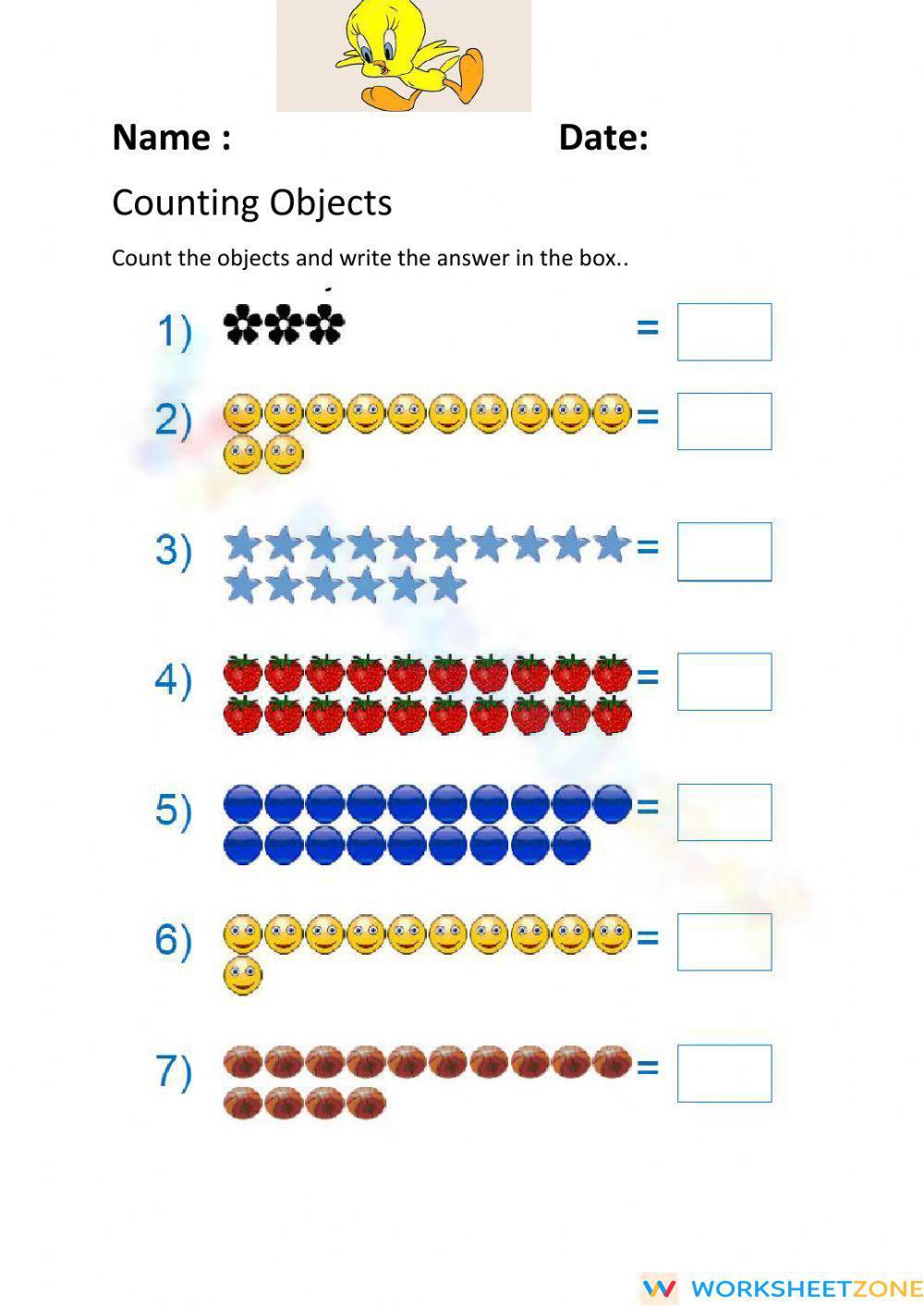 Counting Objects Worksheet