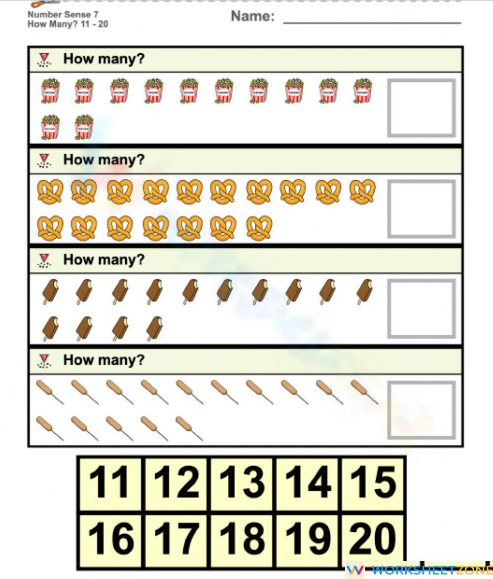 Counting And Identifying Numbers 2 Worksheet
