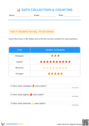 Data Collection Worksheet | Grade 1 Math Printable